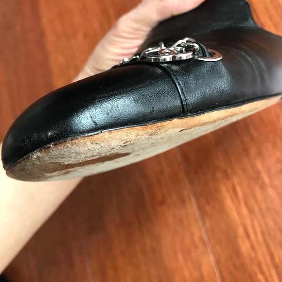 Chanel black leather mule with silver tone chain and charms - Picture 12 of 17